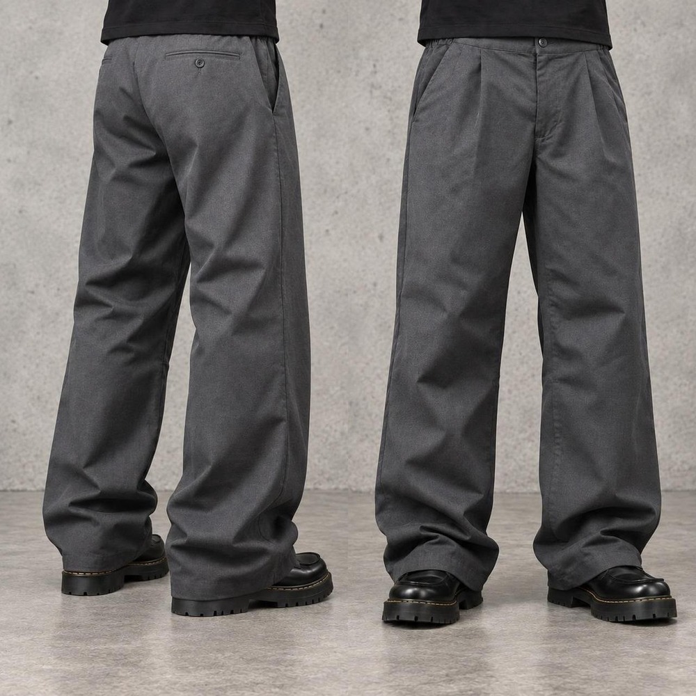 36x32 Gray Pleated Baggy Wide Leg Dress Pants Y2K Grunge